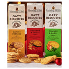 Grandma Wilds Savoury Oaty Biscuits for Cheese Assortment - 130 g - 3 pack-The Tomato and basil gives a hint of the Mediterranean in a savoury biscuit. The Mature Cheddar cheese has a rich, savoury flavour. And the Cheddar and Chilli adds a subtle kick of chilli to cheese for a rich, savoury flavour