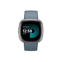 Google Fitbit Versa 4 Smart Watch - Waterfall Blue/Platinum Aluminium-Built in GPS: See real-time pace & distance without your phone using built-in GPS during outdoor runs, rides, hikes and more