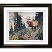 Wind River Bugler by Carl Rungius - Framed Print - 34" x 30"-High-quality art print professionally matted and framed