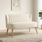 HOMCOM 46" Upholstered Loveseat Sofa with Wood Legs - Cream White-Can be placed anywhere, from living room, bedroom to home office .