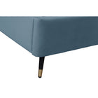 Manhattan Comfort Crosby 81.1" Modern Velvet Upholstered Twin-Size Bed - Blue-Metal Leg Height: 7.9 in. Headboard Height: 43 in