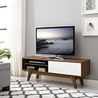 Modway Envision 48" TV Stand - Walnut White-White Laminate Slide Door