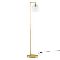 Modway Silo Glass Globe Glass and Metal Floor Lamp - Satin Brass-Glass Globe Floor Lamp