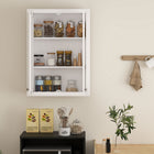 HOMCOM Bathroom Wall Cabinet with 2 Doors and Adjustable Shelves - White-Magnetic door catches for secure closure