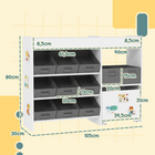 Qaba Toy Storage Organizer with 11 Removable Boxes - White-Open top space for easy-to-reach items or display
