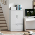 HOMCOM Metal Storage Cabinet with Locks - White-Drawer includes adjustable hanging bars, fitting A4, letter, legal and F4 size files