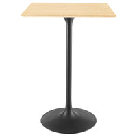 Modway Lippa 28" Square Wood Bar Table - Black Natural-Modern Bar Table