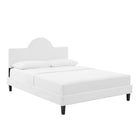 Modway Soleil Performance Velvet King Bed - White-Tapered Black Wood Legs