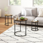 HOMCOM Nesting Tables- Rustic Brown - Set of 3-Made of MDF board and steel frame, which is stable and reliable for daily use 