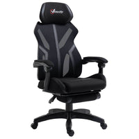Vinsetto Reclining Gaming Office Chair with Footrest - Black-Ergonomic design with thick sponge padding for extra comfort