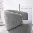 Modway Celestia Boucle Fabric Swivel Chair - Light Grey-Dense Foam Padding