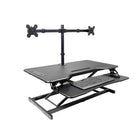 Rocelco 37.4" EDR Electric Desk Riser with Enhanced Vertical Range, AC-USB and Dual Monitor Mount - Black-Black