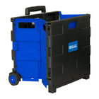 BAZIC Products Folding Cart on Wheels with Lid Cover - 16" x 18" x 15" - Black/Blue-Perfect for carrying books, paper, personal items, file folders, even groceries