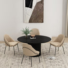 Manhattan Comfort Gracie 24.2" Modern Leatherette Upholstered Dining Chair - Tan and Black - Set of 4-Frame and Legs Features Choice of Fully Welded Black Steel or Gold Stainless Steel