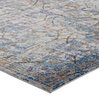 Modway Minu Distressed Floral Lattice Area Rug - 4 ft W x 6 ft L - Light Blue Yellow/Orange-Stain Resistant / Easy To Clean