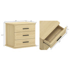 Manhattan Comfort Clifford Traditional 3-Drawer Nightstand - Natural Oak-Three Storage Drawers: Ample concealed storage keeps your bedside looking clean and clutter-free