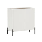 Manhattan Comfort Abbey Modern Accent Cabinet and Sideboard - Maple and Off White - Set of 2-Elevated Frame with Slim Legs For Easy Cleaning Underneath and an Airy, Modern Touch