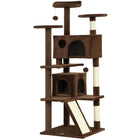 PawHut 54" H Cat Tree with Two Cat Condos - Light Brown-Activity play center keeps cats entertained and active 