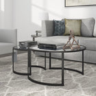 Hudson&Canal Mitera Round Nested Coffee Table - Blackened Bronze-Product Dimensions: 36" L x 36" W x 18" H