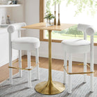 Modway Lippa 28" Square Wood Bar Table - Gold Natural-Chip-Resistant Metal Pedestal Base
