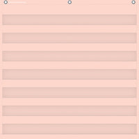 Teacher Created Resources 7 Pocket Chart - 28" x 28" - Blush-Lightweight and durable pocket charts feature colorful designs and hang easily from sturdy, metal grommets