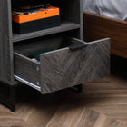 HOMCOM Bedside Table with Steel Legs for Bedroom - Grey-Colour: Dark Grey
