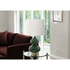 Monarch Specialties 24" H Contemporary Table Lamp - Green Glass / Ivory / Cream Shade-The convenient rotary 3-way switch holds a tri-bulb up to 100W (not included) to customize the lighting and ambiance in a living room, bedroom, or office