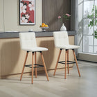 HOMCOM Upholstered Kitchen Bar Stools with Wood Legs - White - 2 Pack-Thick padded seat and back provide comfortable support to your body

