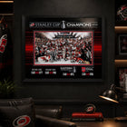 Frameworth Carolina Hurricanes 16" H x 20" Frame 2026 Stanley Cup Champions Team Celebration Framed Wall Art 16" x 20" W Frameworth - Licensed-FINISHED SIZE 16" x 20": Vertical framed display sized for living rooms, offices, fan caves, and sports rooms