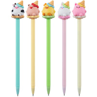 Merangue Ice Cream Hat Pen-Novelty pens with cute animal ice cream-themed toppers