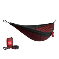 Grand Trunk Double Deluxe Hammock with Straps - Crimson/Charcoal-Extra strength triple-lock stitched seams