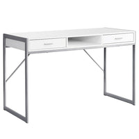 Monarch Specialties 7364 48" Computer Desk - White/Silver Metal-Chic white finish with simple square silver metal base and frame