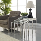 Modway Nimble Nesting Table - Silver - Set of 3-Stainless Steel Frame
