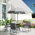 Outsunny Patio Dining Set with Umbrella - Folding Outdoor Patio Set - Grey-Breathable mesh seat for cool seating on hot days