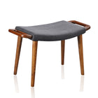 Manhattan Comfort Geta 25.2" Mid-Century Modern Linen Weave Upholstered Ottoman - Charcoal and Antique Walnut-Mid-Century Modern Ottoman Perfect for Living Room Use