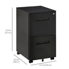 Vinsetto Adjustable Partition Filing Cabinet - Black-5 universal wheels ensure easy movement, 2 of them are armed with brakes for safety
