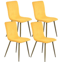 FurnitureR Dining Side Chair - Yellow - 4 Pack-Metal tube finish for durability and longevity, sturdy construction for years of enjoyment