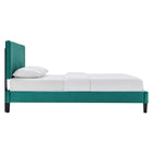 Modway Roxanne Performance Velvet Full Platform Bed - Teal-Wood Slat Support System