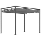 Outsunny Patio Pergola with Retractable Canopy - 10' x 7' - Grey-Metal frame with powder coating in superior strength and great stability 