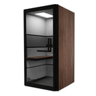 Pillar Soundproof Phone Booth - Black/Walnut-Soundproof Phone Booth