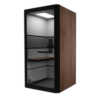 Pillar Soundproof Phone Booth - Black/Walnut-Soundproof Phone Booth
