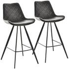 HOMCOM Bar Height Microfiber Bar Stools - Black - 2 Pack-Packaged in a set of 2, suit for having a cozy drink for two
