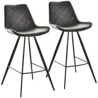 HOMCOM Bar Height Microfiber Bar Stools - Black - 2 Pack-Packaged in a set of 2, suit for having a cozy drink for two
