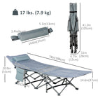 Outsunny Folding Camping Cot for Adults with Mat & Pillow - Dark Grey-Easy to fold up into an included storage bag