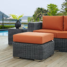 Modway Summon Outdoor Patio Sunbrella Ottoman - Canvas/Tuscan-Round Synthetic Rattan Weave