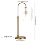 Hudson&Canal Verona 27" Tall Arc Table Lamp with Glass Shade - Brushed Brass/Clear-Includes a 6 ft. cord with rocker switch