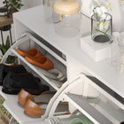 HOMCOM Shoe Cabinet with 4 Flip Drawers - White-Materials: Particleboard, Pine
