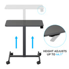 ShoppingAll Pneumatic Height Adjustable Mobile Sit-Stand Desk Laptop Computer Cart - Black-6