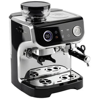 HOMCOM Espresso Machine with Built-in Grinder and Milk Frother - Black-Select single or double shots to customize the strength of each espresso pull