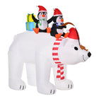 HOMCOM 7' Inflatable Polar Bear with Two Penguins Christmas Decorations-The fashionable design of Christmas inflatable decoration with a polar bear and two penguins creates a festival atmosphere 
